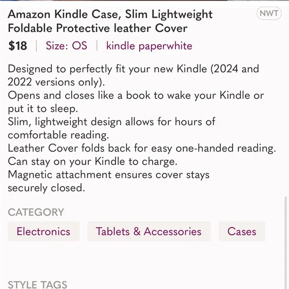 Amazon Kindle Case, Slim Lightweight Foldable Protective leather Cover - Picture 13 of 13